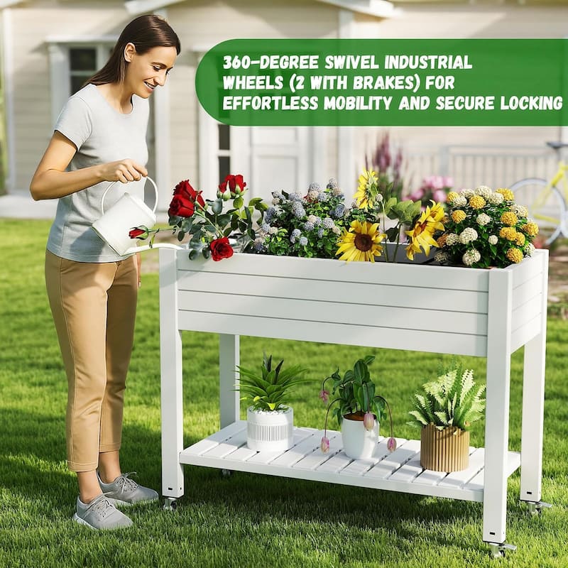 Elevated Horticulture Raised Garden Bed, Divisible Raised Resin Planter Box for Backyard, Patio, Balcony, Outdoor