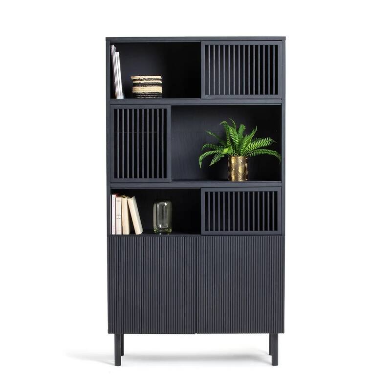 Bilbao Oak/Black Storage Bookcase