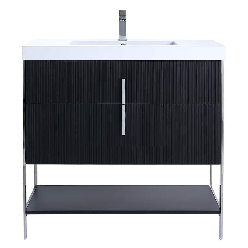 Fine Fixtures Serenity Modern Bathroom Vanity with White Gel Acrylic Top