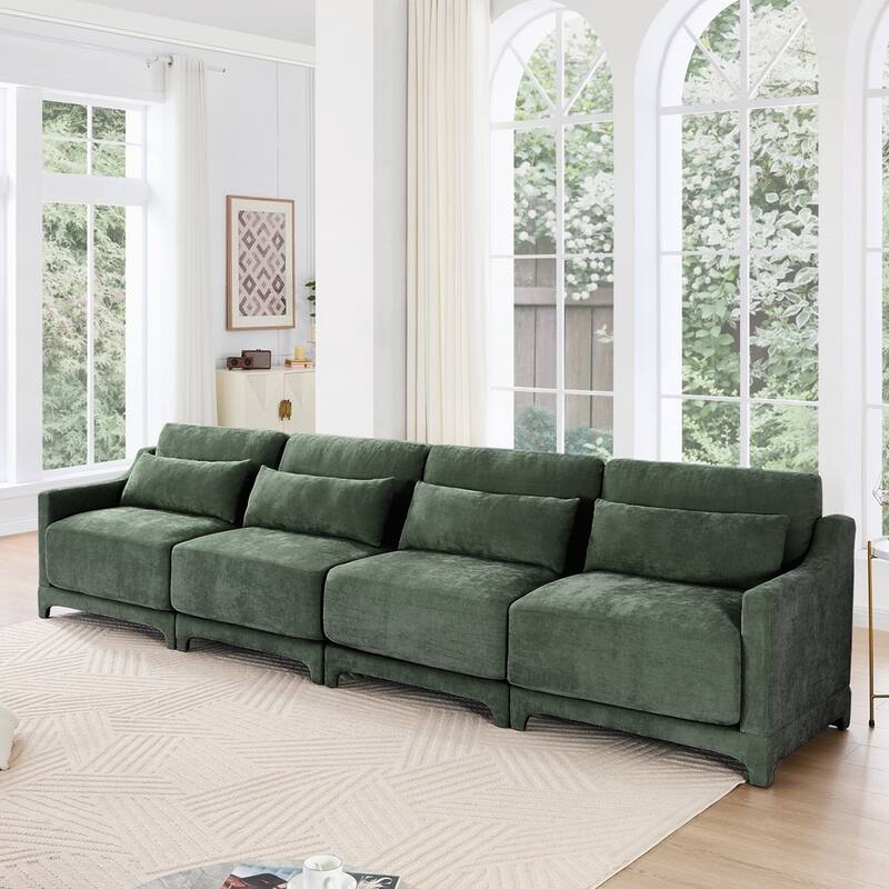 Chenille Fabric sofa - Green - 4 Seat
