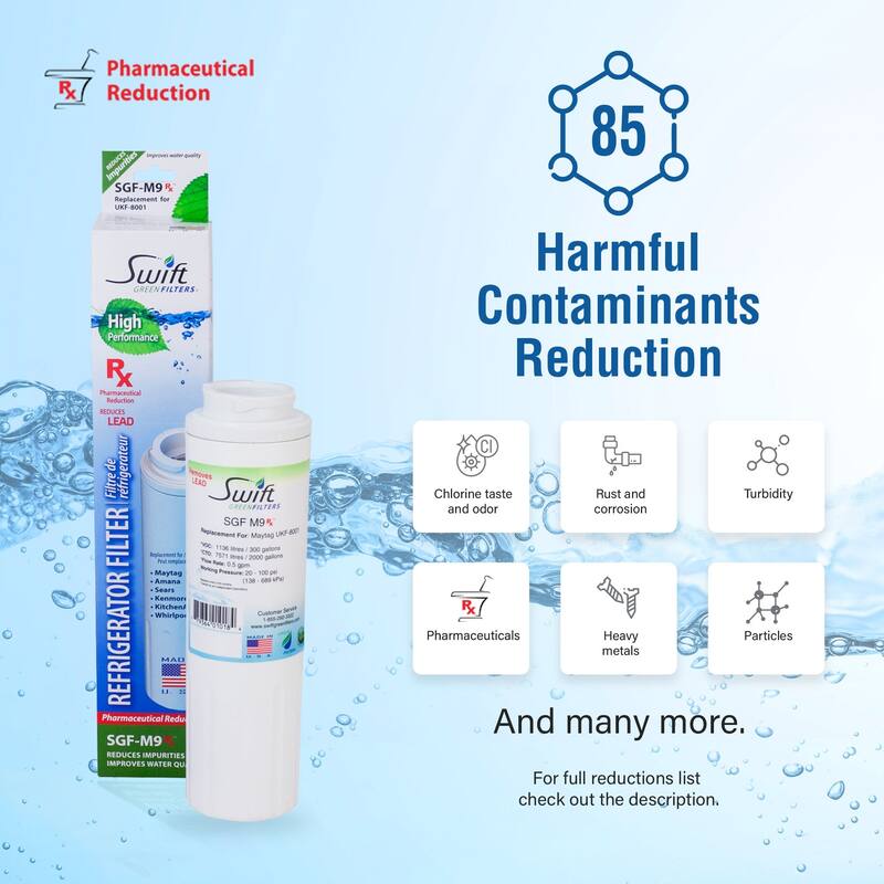 SGFM9 Rx Compatible Pharmaceuticals Refrigerator Water Filter for UKF8001, EFF6007A, EDR4RXD1