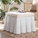 preview thumbnail 18 of 32, Palm Scallop Natural Rattan Ottoman with Cushion – Handwoven Wicker Accent Bench or Footrest for Living Room or Sunroom, Square