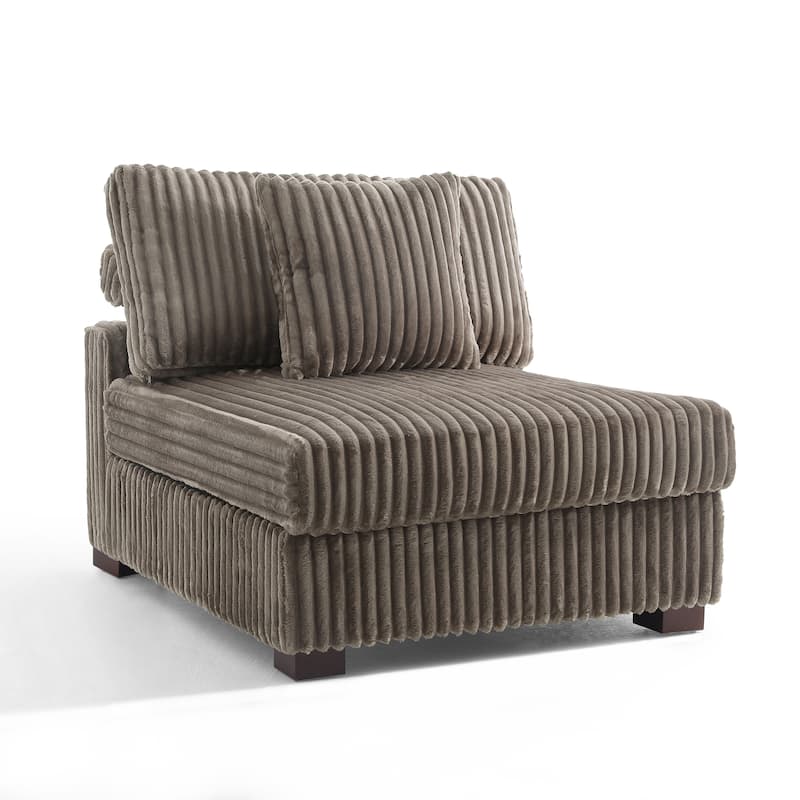 35.7" W Plush Corduroy Upholstered Armless Modular Sofa Chair