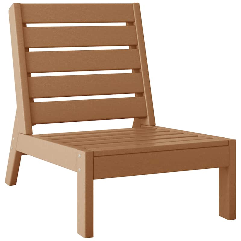 Polytrends Birchwood All Weather HDPE Outdoor Patio Deep Seating Modular Armless Chair - Teak