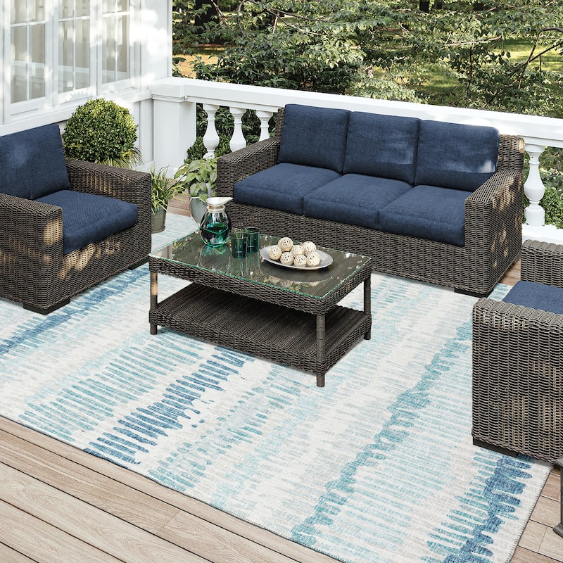 Indoor/Outdoor Rylee Sketches Washable Rug New.
