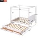 preview thumbnail 5 of 9, Queen Size Pine Wooden Platform Bed with Twin Size Trundle, Canopy Bed with Three Storage Drawers for Bedroom, White