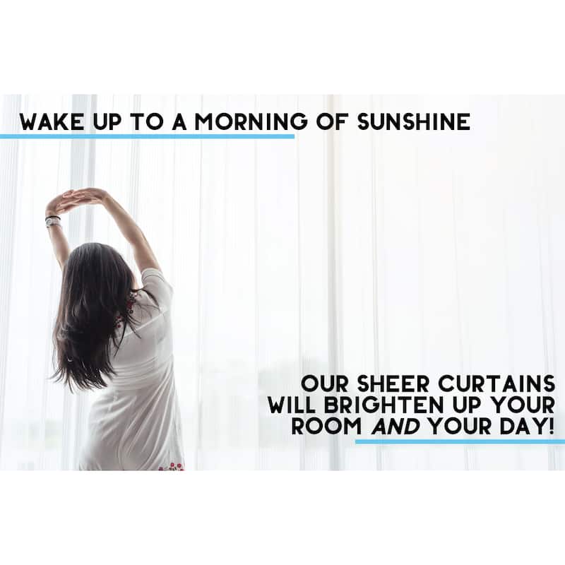 HLC.me 2 Piece Semi Sheer Voile Window Curtain Drapes Grommet Top Panels Bedroom, Living Room - Set of 2 panels