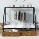 preview thumbnail 2 of 16, Metal Platform Bed with Clothes Rack, Storage Shelves, Drawers - Black