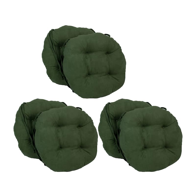 16-inch Round Indoor Microsuede Chair Cushions (Set of 2, 4, or 6) - Set of 6 - Hunter Green