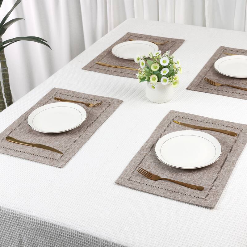 Rustic Placemats Set of 6 Polyesterl Placemats for Dining Table Decor Indoor Outdoor Kitchen Table Mat Wipe Clean - 18*12in