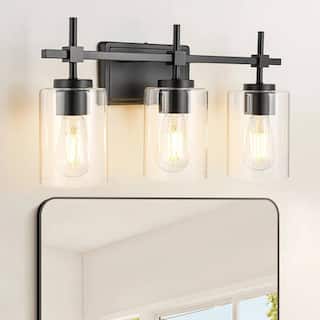 Jasper Black Clear Glass 3-Light Bathroom Vanity Light