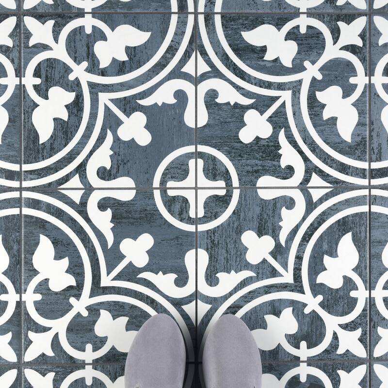 Merola Tile Cassis Arte Black Night 9-3/4" x 9-3/4" Porcelain Floor and Wall Tile