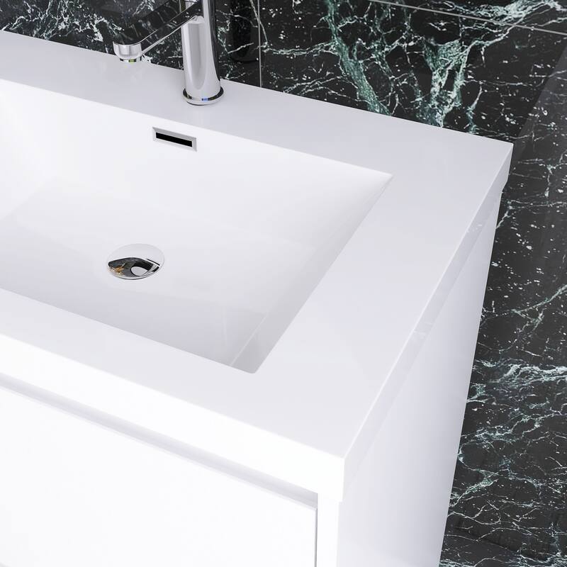 Floating Bathroom Vanity with Integrated Resin Top