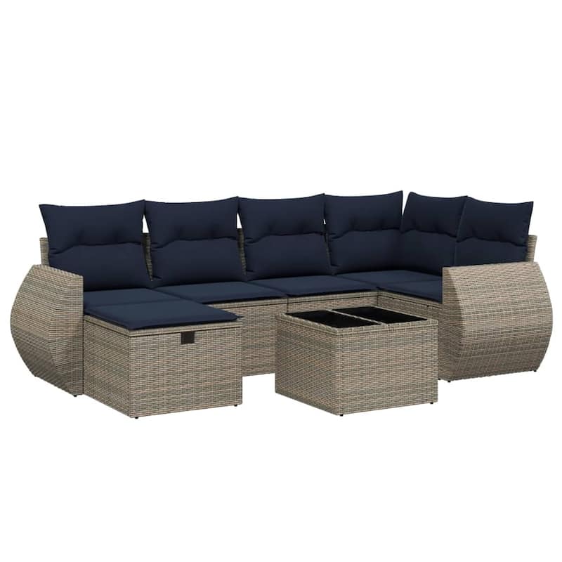 vidaXL Patio Sofa Set with Cushions Outdoor Conversation Furniture Poly Rattan