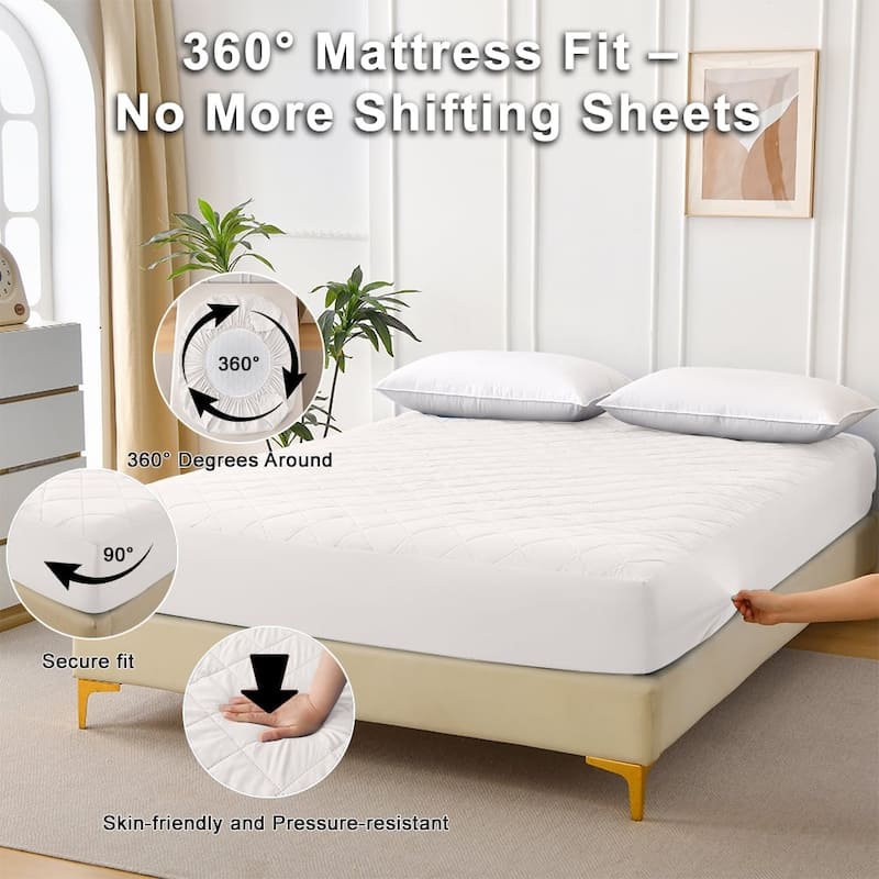 Ultra-Soft Waterproof Quilted Mattress Protector Mattress Pad Protector Cover,Multiple color(Pillowcase Not Included)