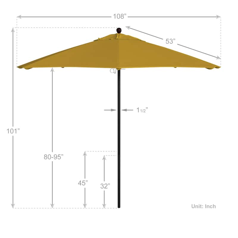 California Umbrella 9' Rd. Aluminum Frame, Fiberglass Rib Patio Umbrella with Sunbrella Fabric, Base Not Included