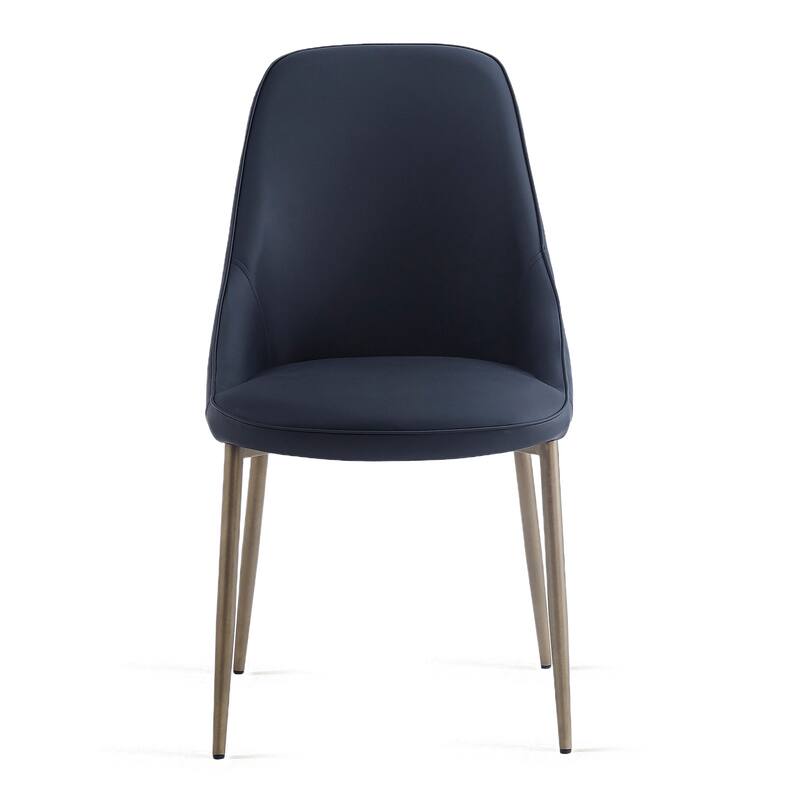 Modern Faux Leather and Metal Side Chair, Set of 2 - N/A