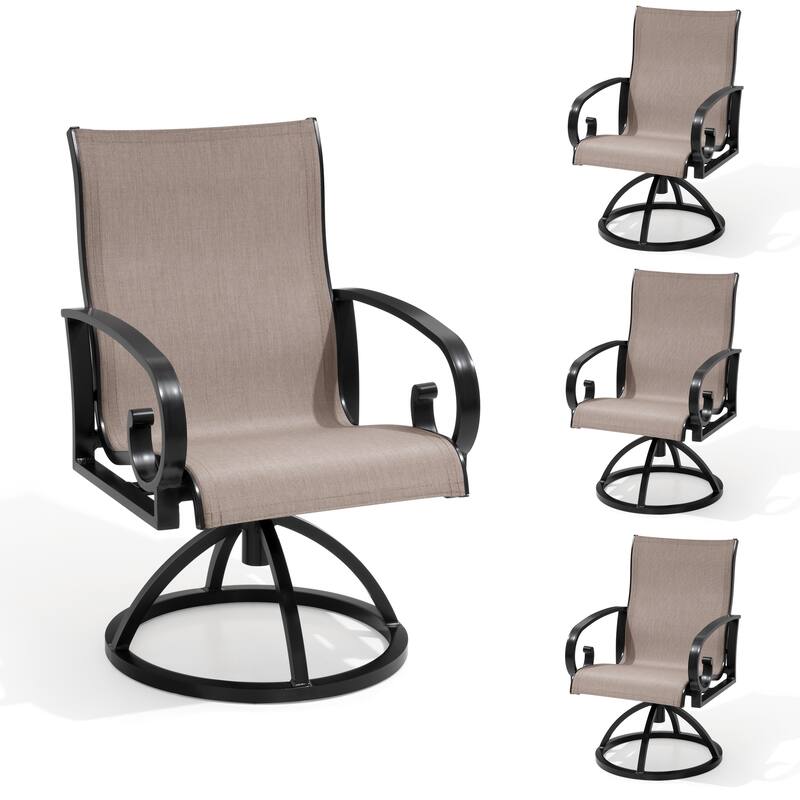 Pellebant Outdoor Aluminum Patio Swivel Dining Chairs Sunbrella