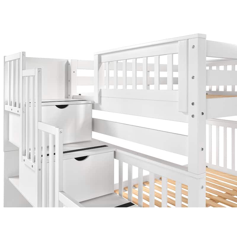 Taylor & Olive Trillium Full over Full Stairway Bunk Bed, Full Trundle