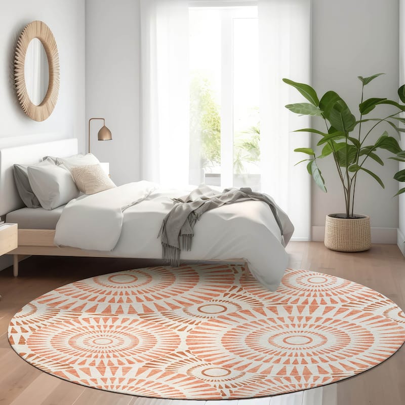 Premium Washable Super Soft Casual Geo Mayfield Rug - Coral - 8' x 8'