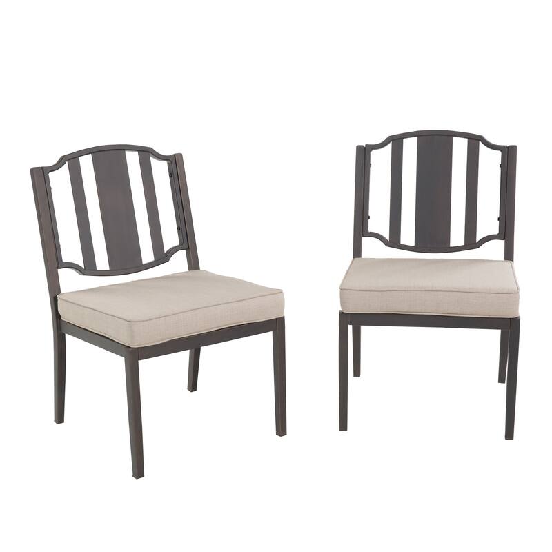 2-Piece Metal Outdoor Dining Chair - Antique Brown