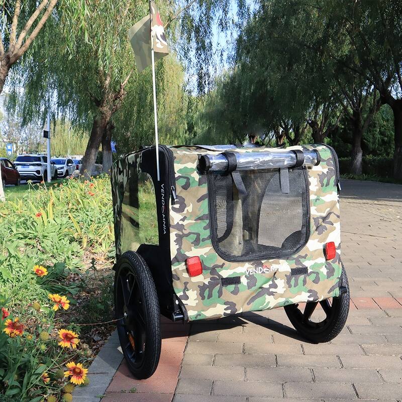 Foldable Dog Bike Trailer with Steel Frame, 16-Inch Wheels, and 88lb Capacity