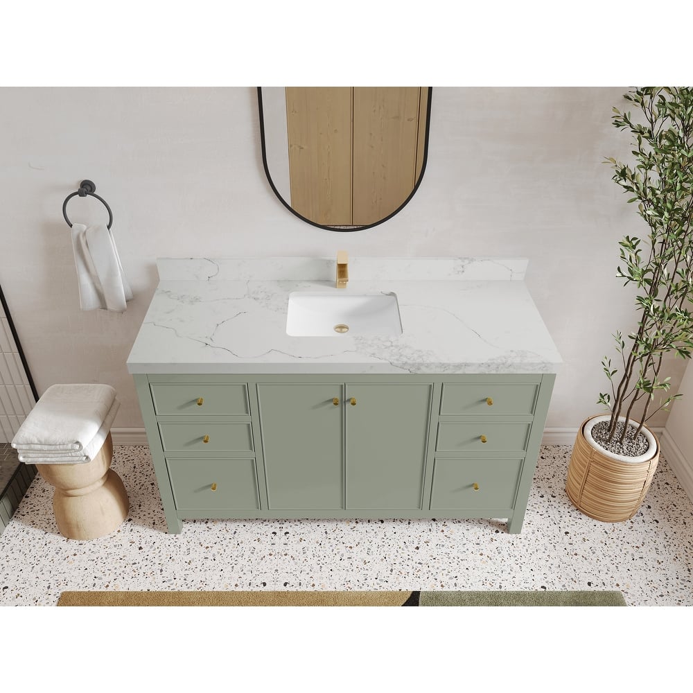 Willow Collections 60 in. W x 22 in. D Chicago Single Bowl Sink Bathroom Vanity with Countertop