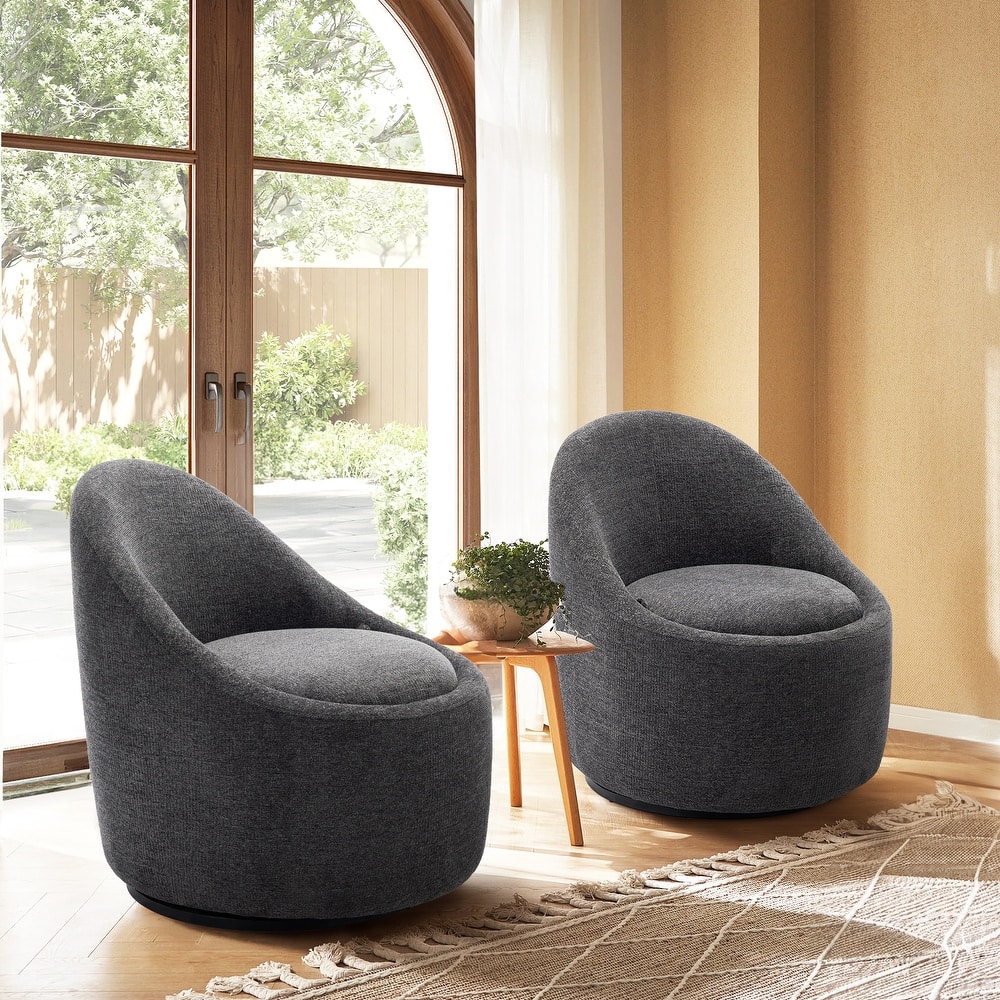 Swivel Accect Chair with Hidden Storage Upholstered Fabric Chair