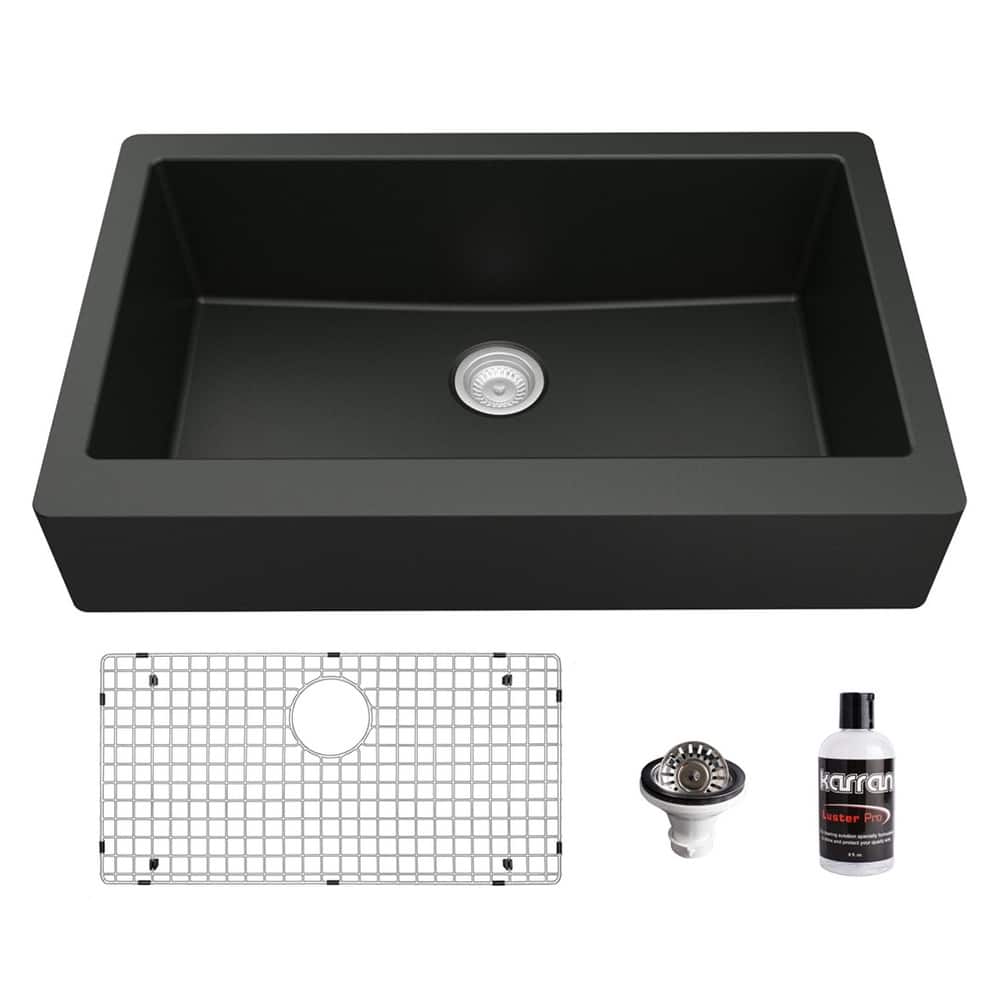 Karran Retrofit Farmhouse Quartz Single Bowl Kitchen Sink Kit