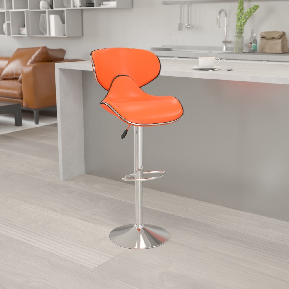 Contemporary Cozy Mid back Vinyl Height adjustable Chrome Barstool 16 W x 17.5 D x 34.5 43 H Bed Bath Beyond 20340080