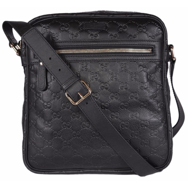 Shop Gucci 201448 Black Leather GG Guccissima Crossbody Messenger Bag Purse - Free Shipping ...