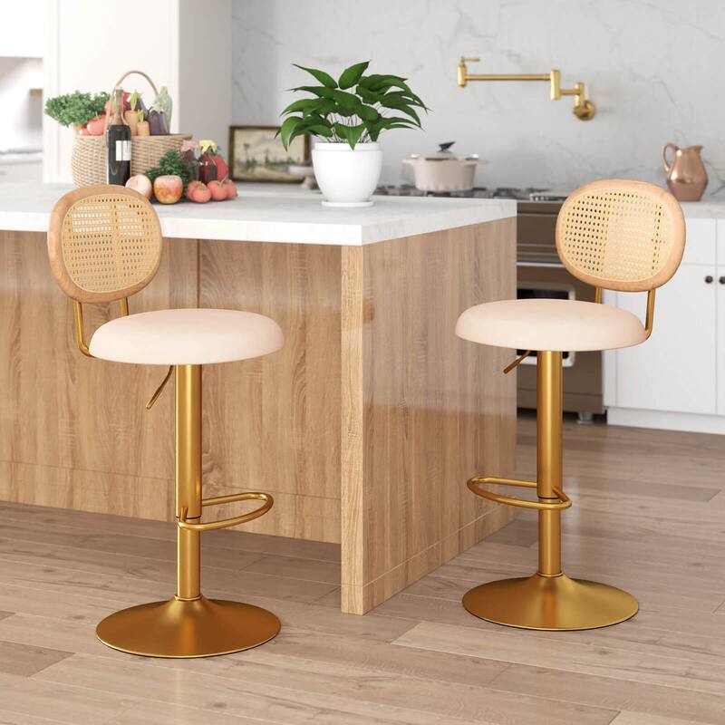 Costway Height-adjustable Bar Stool Set of 2 Swivel Bar Chairs with PE - See Details