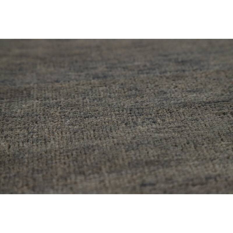 Gray Gabbeh Oriental Rug Hand-Knotted Solid Wool Carpet - 3'4" x 4'11"