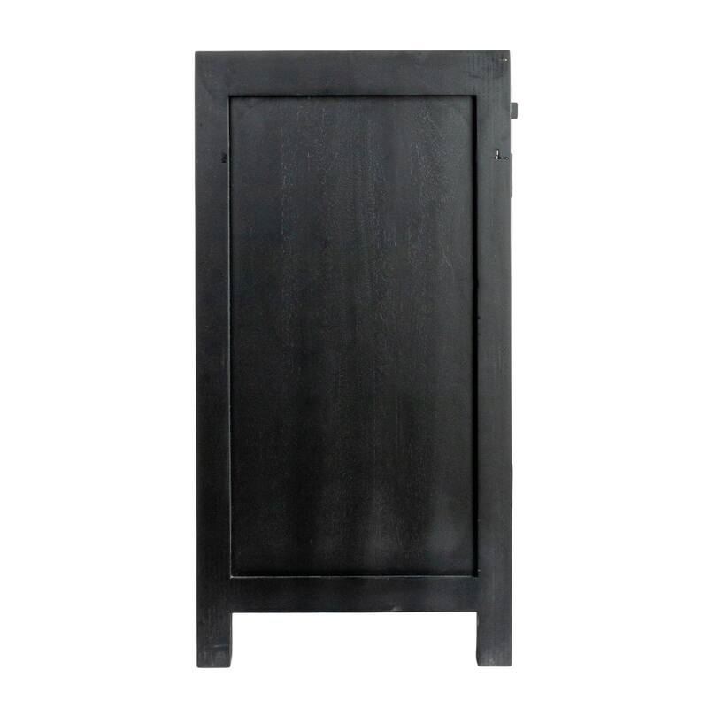 Mango Wood and Cane 2-Door Cabinet with 2 Shelves