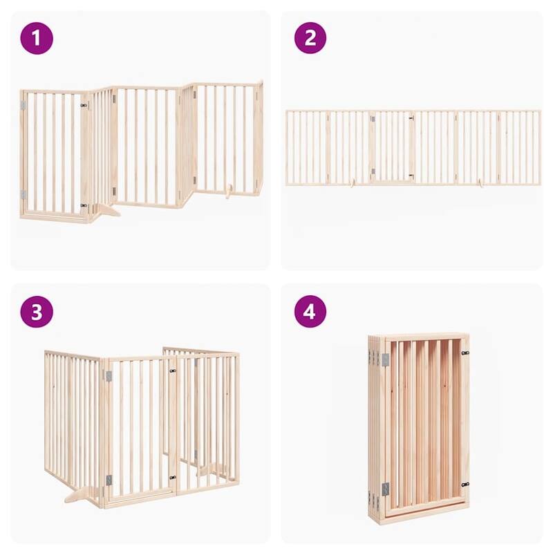 vidaXL Dog Gate Foldable Poplar Wood