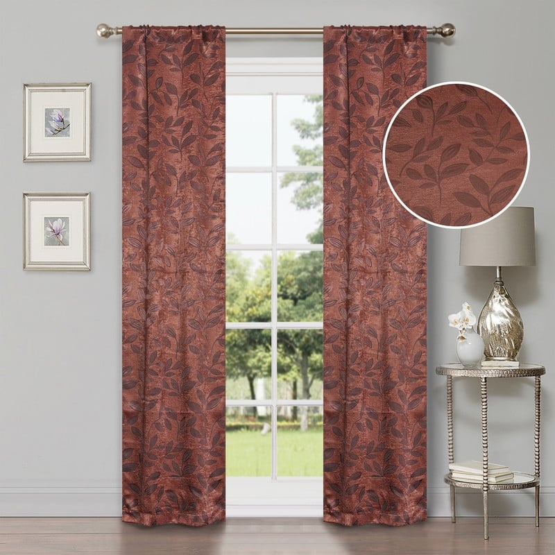 Superior Modern Bohemian Leaves Room Darkening Curtains with Grommets