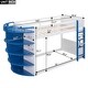 preview thumbnail 4 of 4, White+Blue Twin over Twin Boat-Like Shape Bunk Bed with Storage Shelves