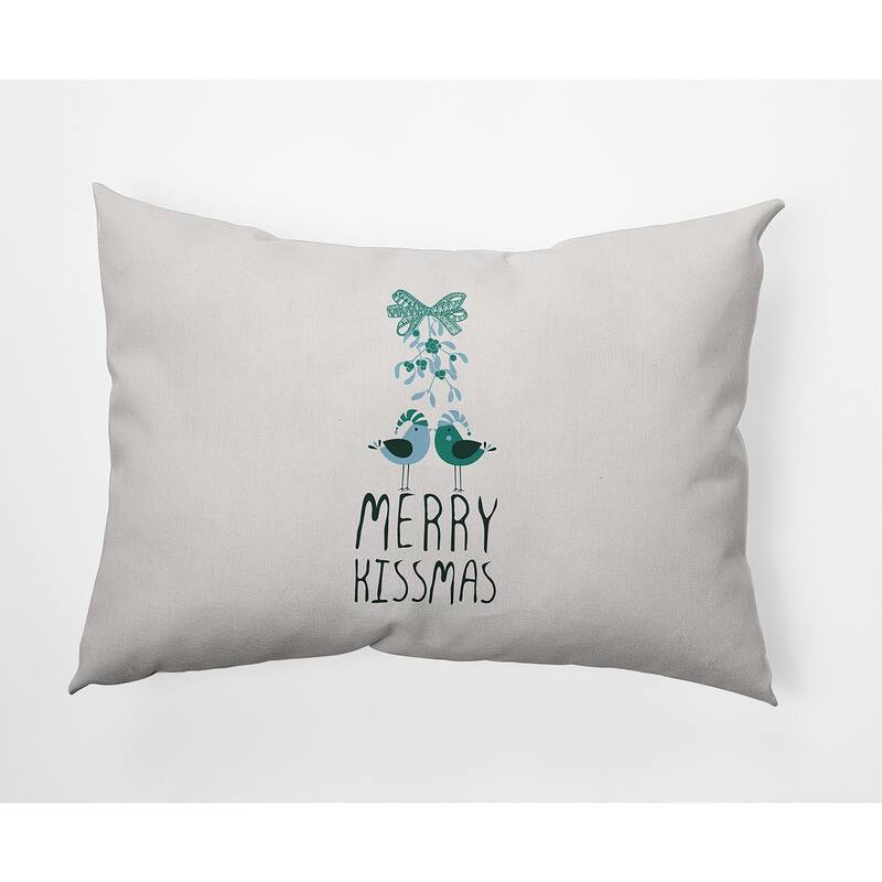 Merry Kissmas Christmas Soft Spun Polyester Decorative Throw Pillow - Specialty - Christmas Green