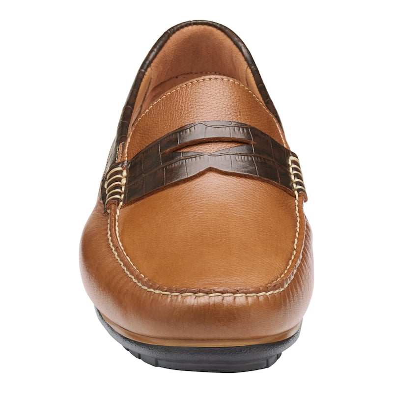 Johnston & Murphy Men's Cort 2.0 Penny - Tan Full Grain/Dark Brown Full Grain - 9