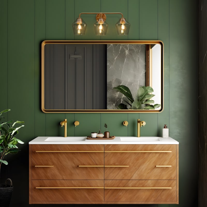 Modern Minimalist 3-Light Linear Dimmable Clear Glass Bathroom Vanity Light - W 24.5" x H 11" x D 7.5"