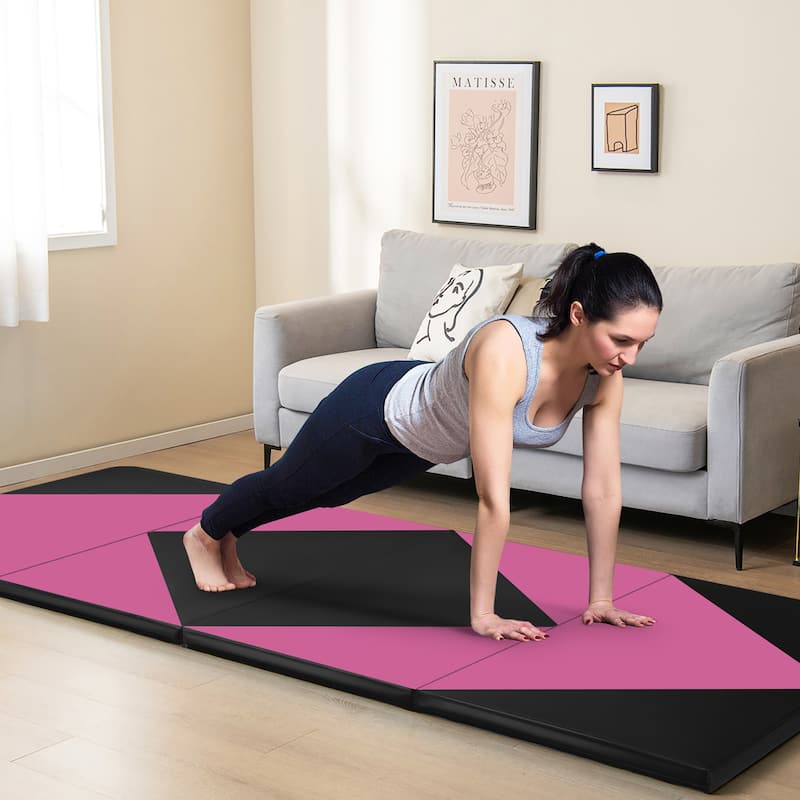 Gymax Gymnastics Gym Mat 4-Panel Folding Lightweight Gymnastics