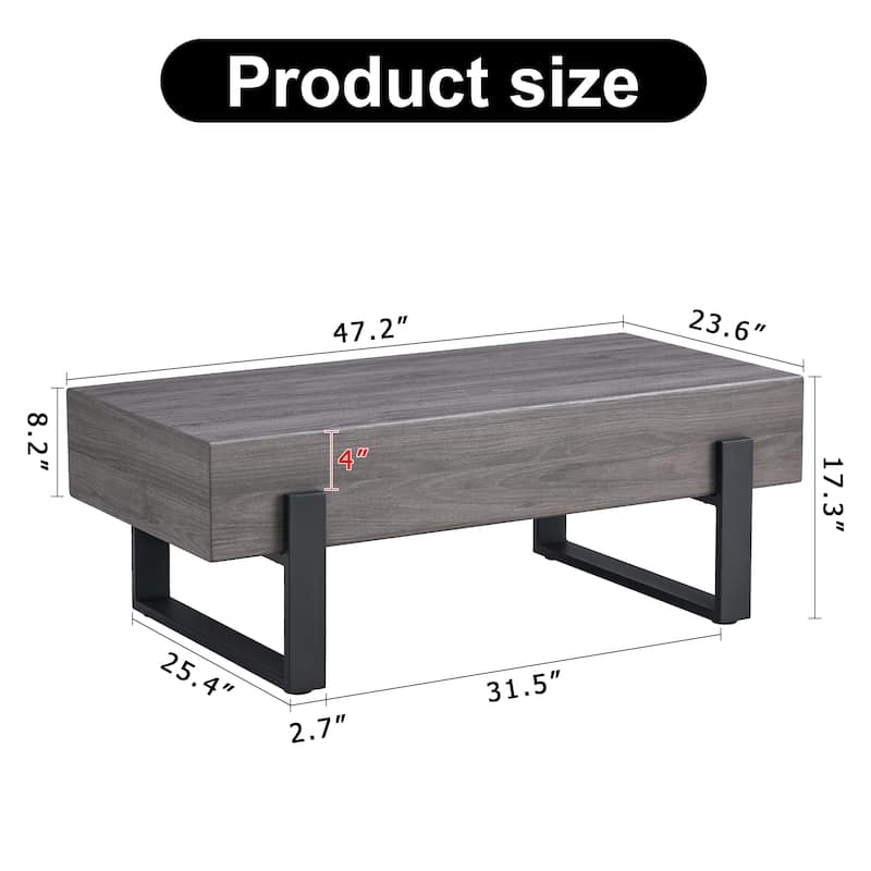 Black and Grey texture sticker MDF Coffee Table
