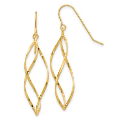 Curata 10k Yellow Gold 46x10mm Twisted Spiral Hook Earrings
