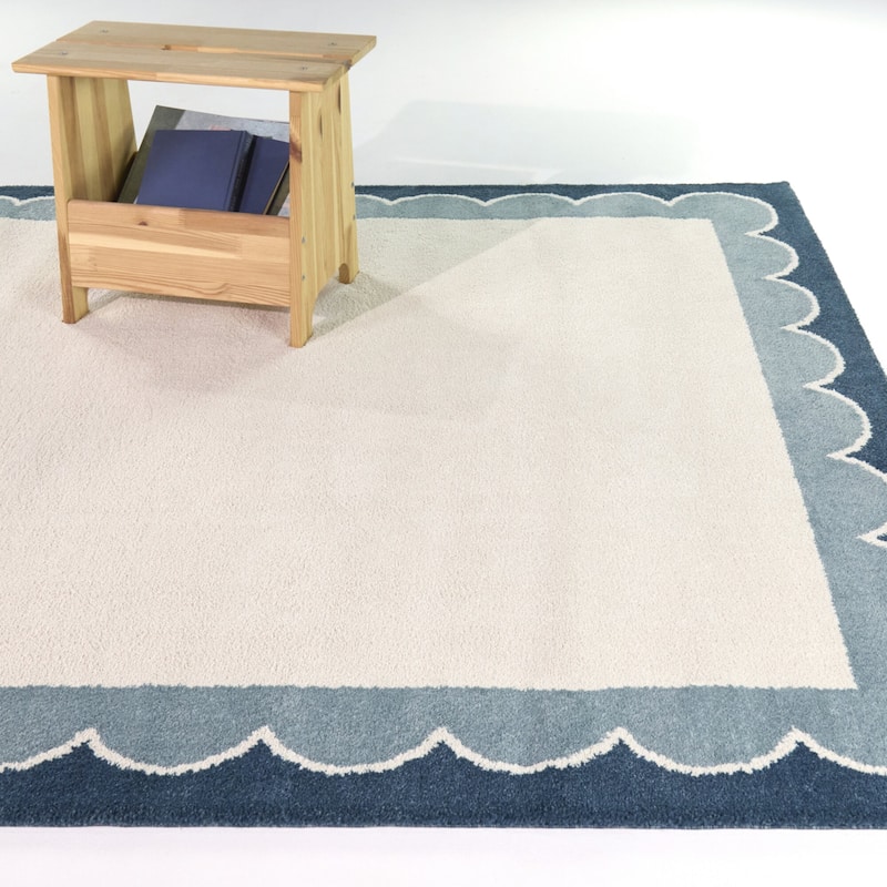 Caldeira Scalloped Border Area Rug - 5'3" x 7' - Light Blue