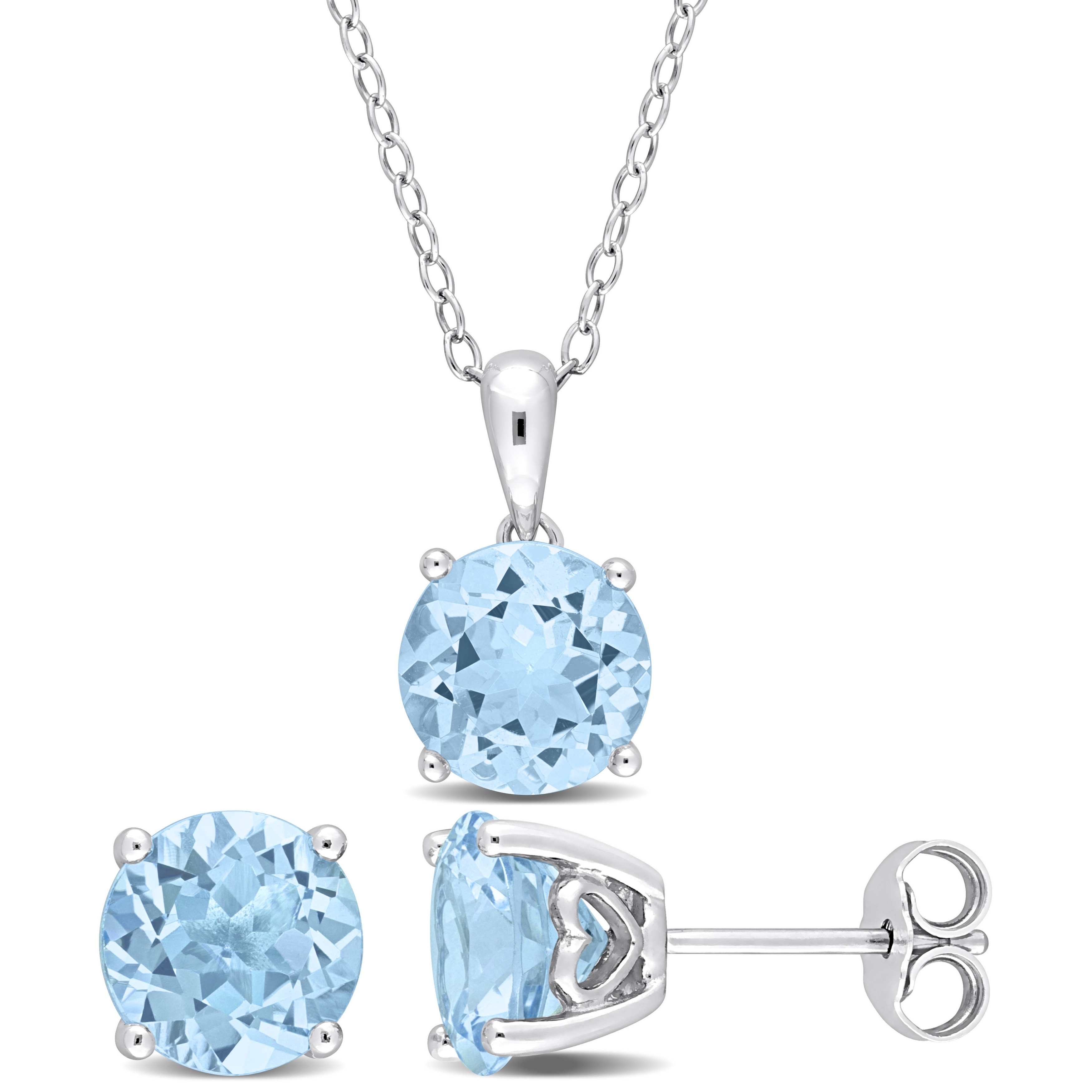Miadora 7ct TGW Sky Blue Topaz Set of Necklace and Earrings in Sterling Silver