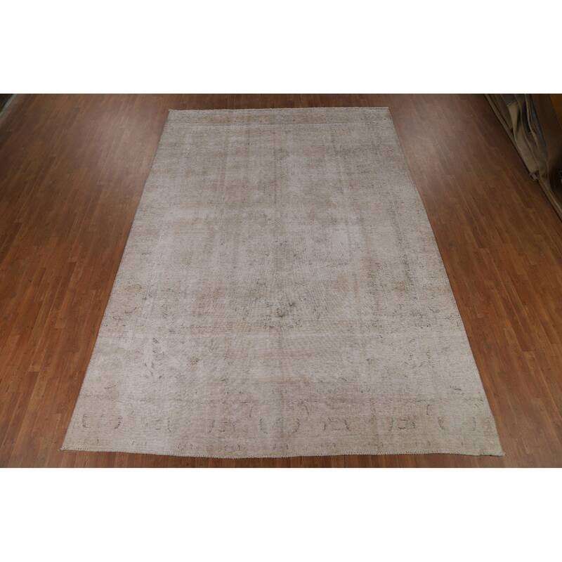 Distressed Tabriz Persian Vintage Rug Hand-Knotted Wool Carpet - 8'11"x 12'9"