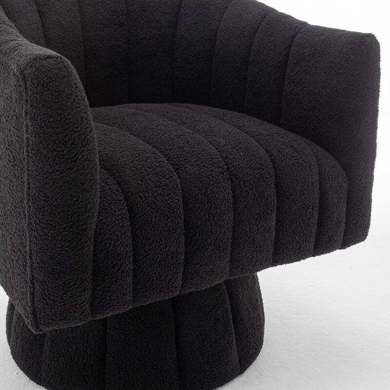 SEYNAR Modern Glam Velvet Upholstered Round Swivel Accent Barrel Chair