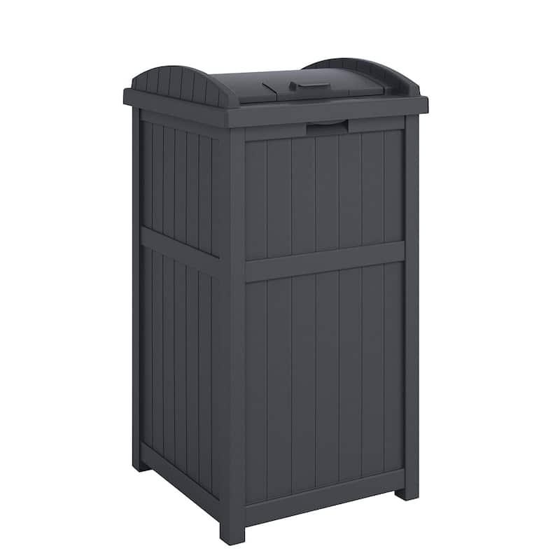 Suncast 30 Gallon Hideaway Trash Waste Bins for Outdoor, Cyberspace (2 Pack) - Black - 1 Pack