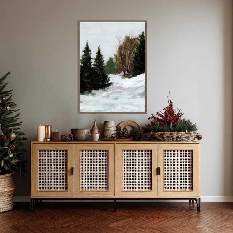 Winter on Grand Mesa by Pamela Munger Framed Canvas Wall Art Print - Sylvie Dark Gold
