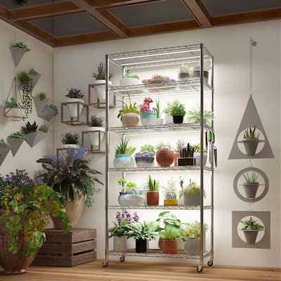 Heavy Duty Storage Adjustable Metal Shelves 78.74" H Wire Shelving Unit with Wheels 1200LBS NSF
